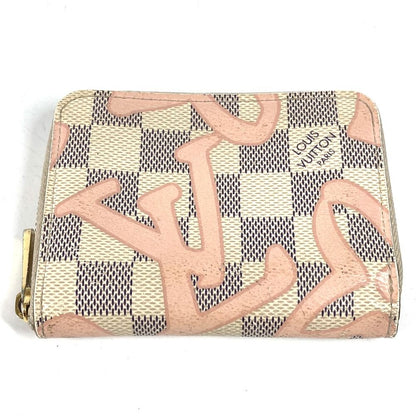 Louis Vuitton Coin Case Zippy Purse Damier Azur Canvas Pink — view 2
