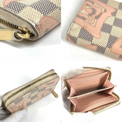 Louis Vuitton Coin Case Zippy Purse Damier Azur Canvas Pink — view 7