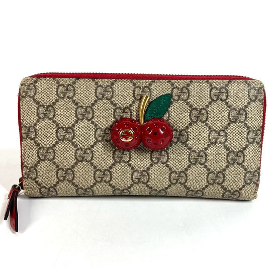 Gucci Wallet GG Logo Cherry Rhinestone Supreme Canvas