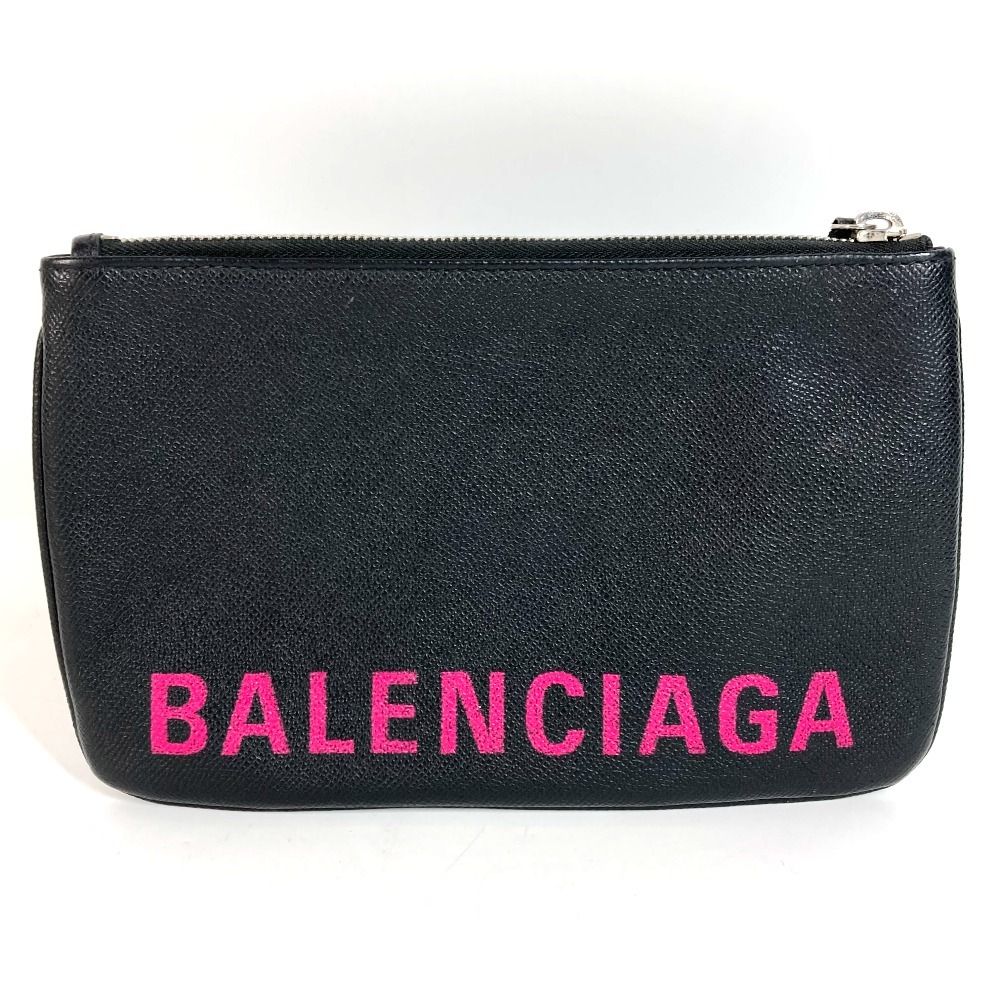 Balenciaga Clutch Logo Bicolor Leather Black — view 2