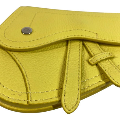 Dior Pouch Saddle CD Logo Charm Leather Yellow — view 2