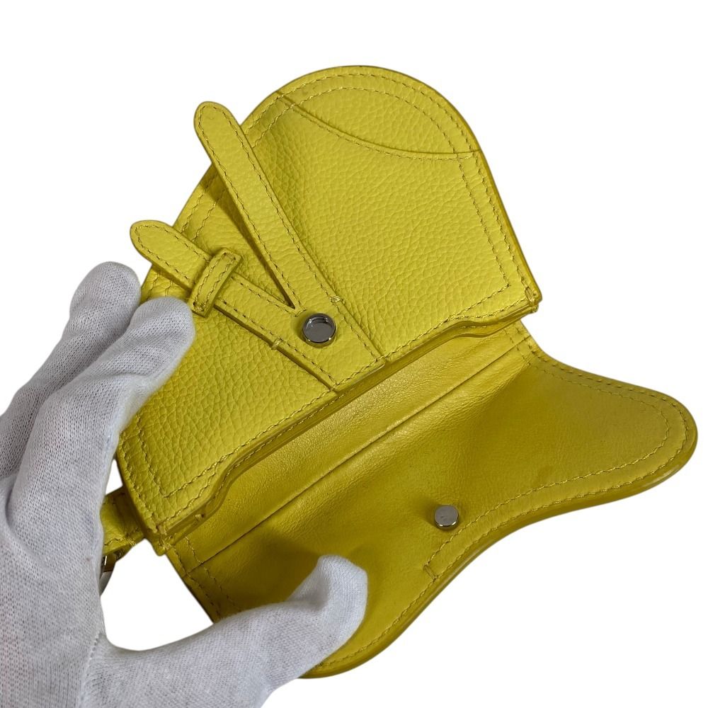 Dior Pouch Saddle CD Logo Charm Leather Yellow — view 6