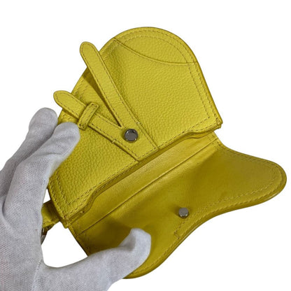 Dior Pouch Saddle CD Logo Charm Leather Yellow — view 6