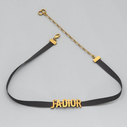 Dior J'adior Logo Choker Necklace 29 35.5 cm Gold — view 2