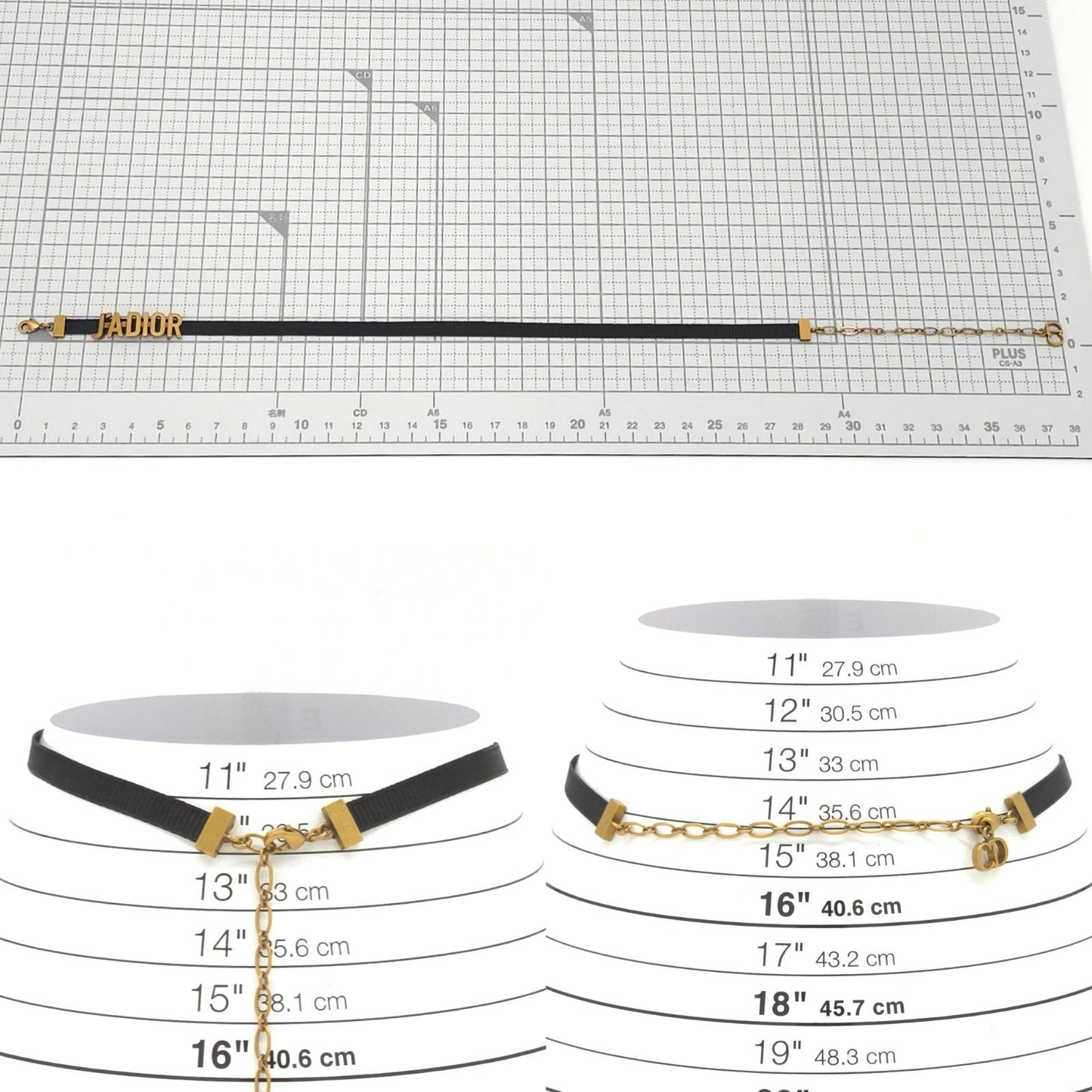 Dior J'adior Logo Choker Necklace 29 35.5 cm Gold — view 7