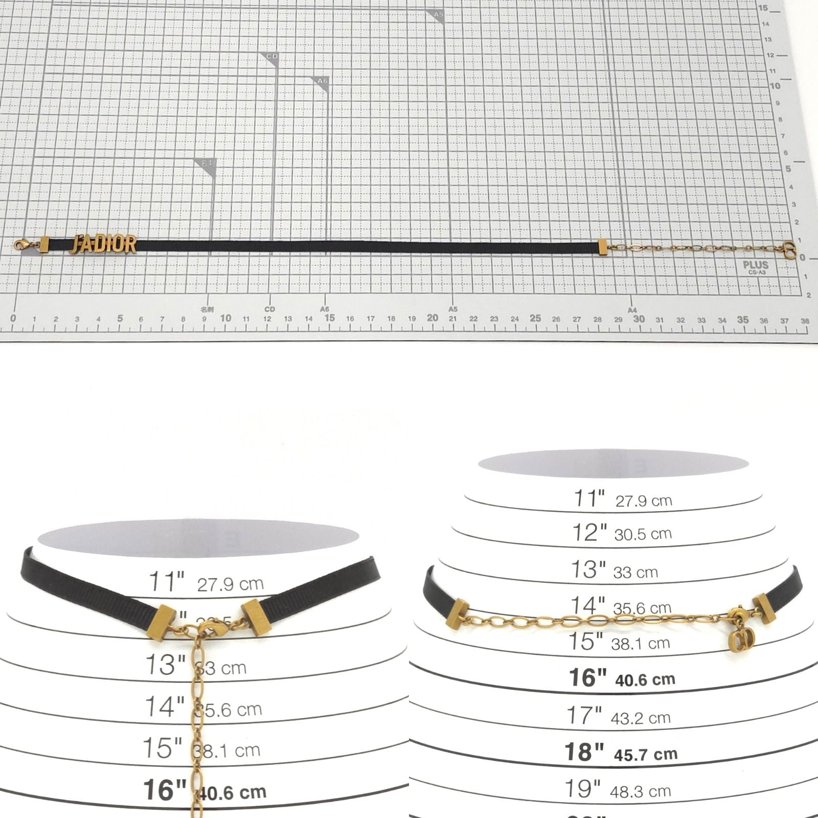 Dior J'adior Logo Choker Necklace 29 35.5 cm Gold — view 7