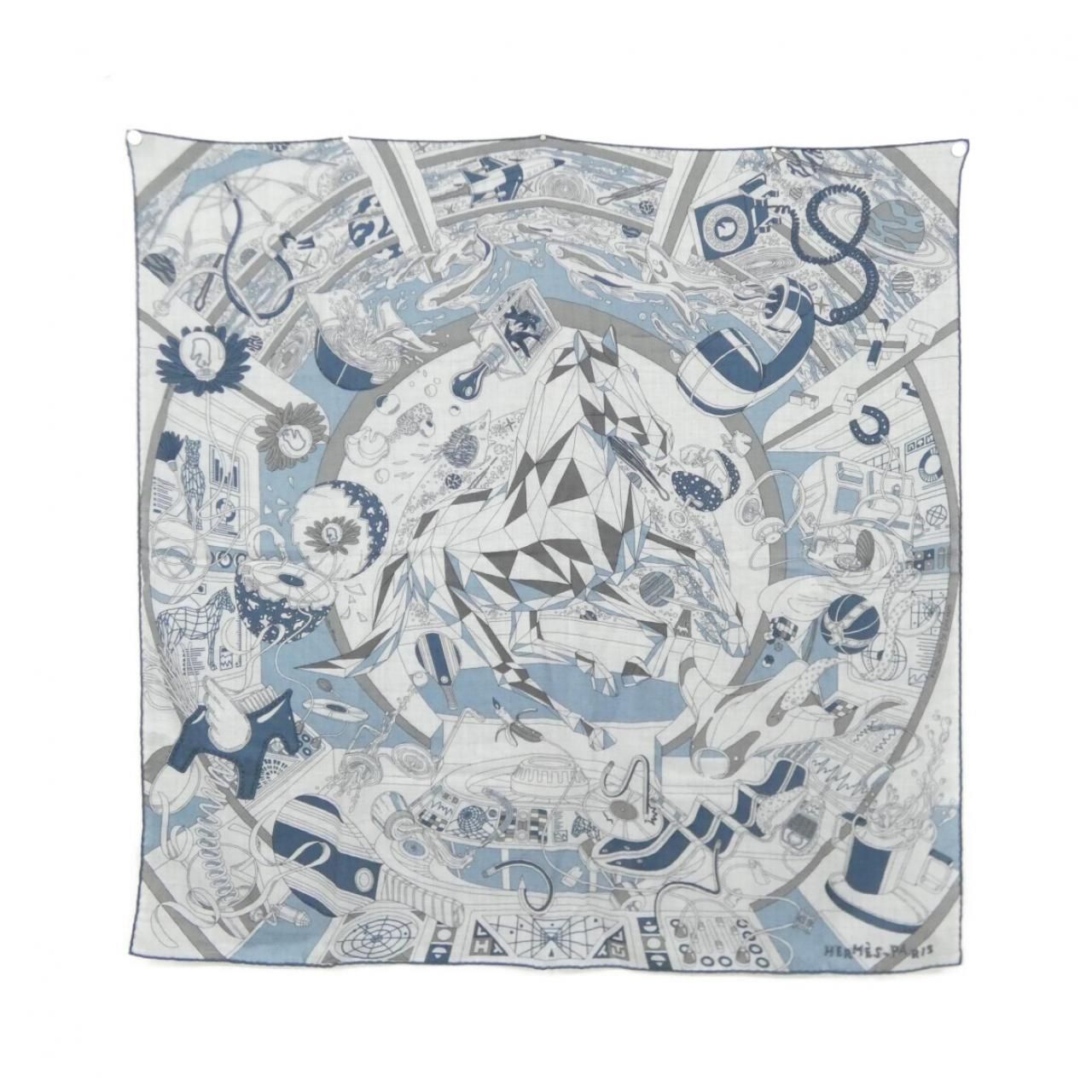 Hermes Caree Scarf Gray