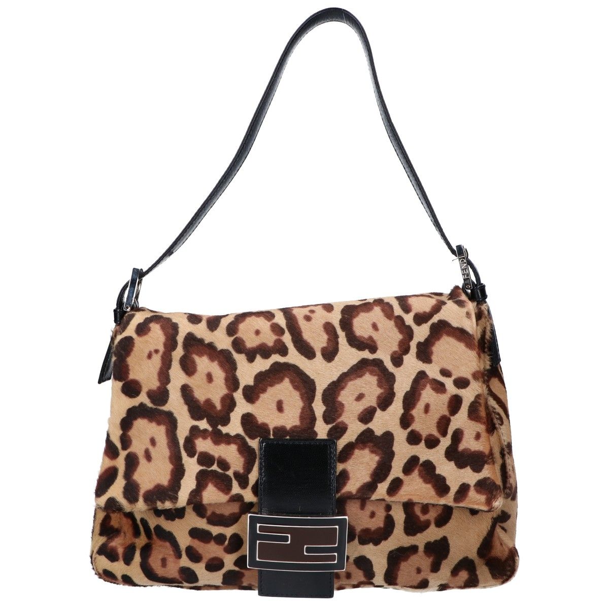 Fendi Leather Calf Hair Leopard Mamma Bucket
