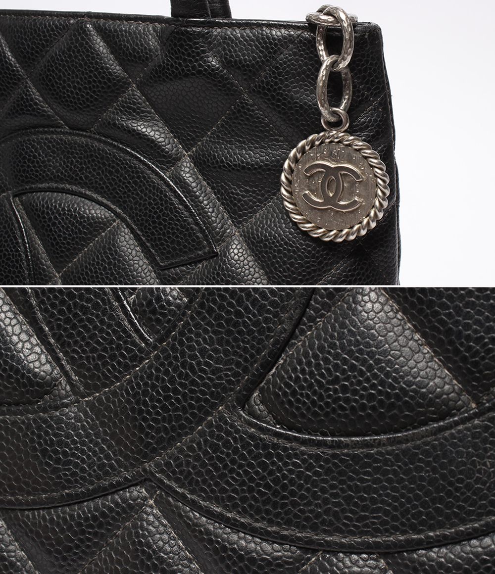 Chanel Tote Silver Quilted Caviar Leather Reprint — view 9