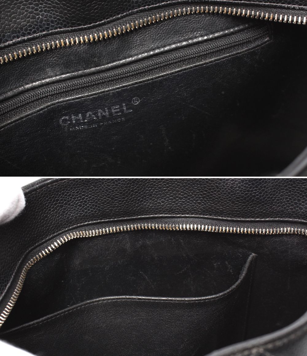 Chanel Tote Silver Quilted Caviar Leather Reprint — view 8