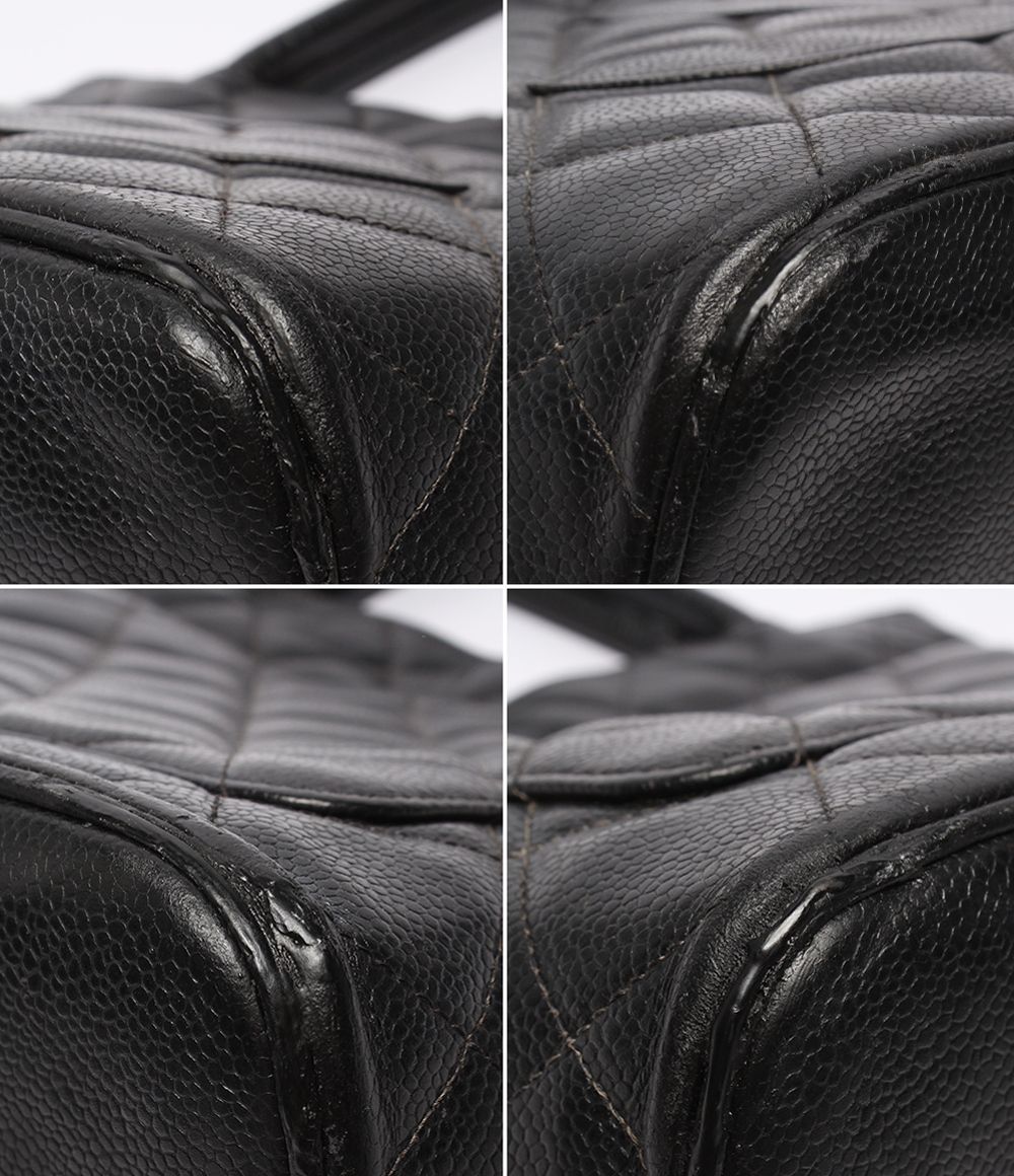 Chanel Tote Silver Quilted Caviar Leather Reprint — view 5