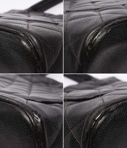 Chanel Tote Silver Quilted Caviar Leather Reprint — view 5