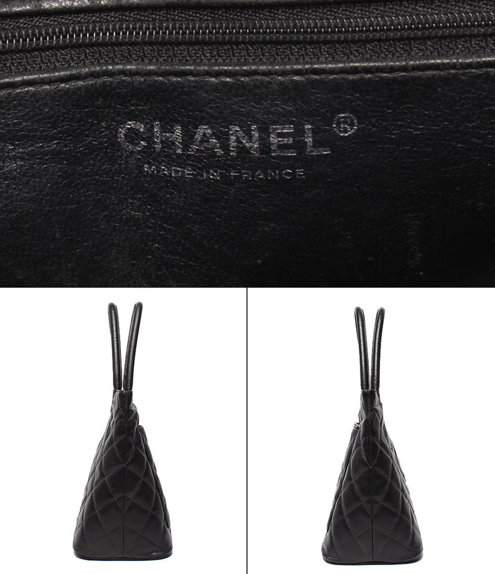 Chanel Tote Silver Quilted Caviar Leather Reprint — view 4