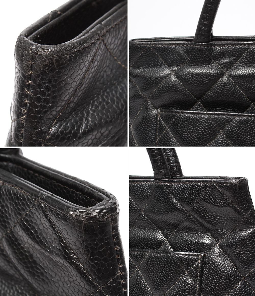Chanel Tote Silver Quilted Caviar Leather Reprint — view 6