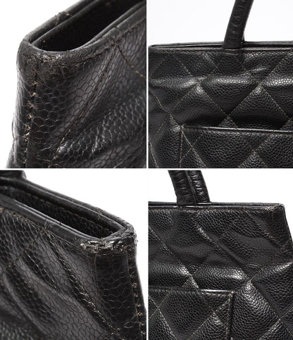 Chanel Tote Silver Quilted Caviar Leather Reprint — view 6