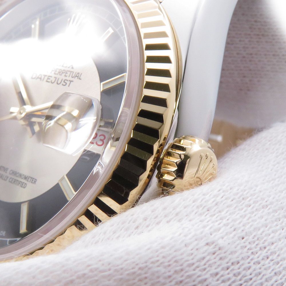 Rolex Datejust D Number SS 18k Yellow Gold Watch Silver Black Dial — view 4