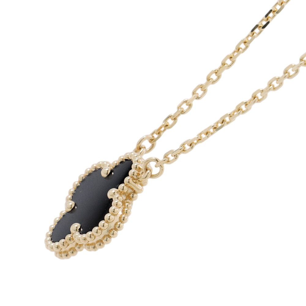 Van Cleef & Arpels Necklace Vintage Alhambra Pendant Onyx 18k Yellow Gold — view 2