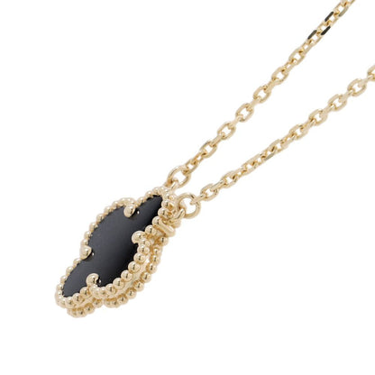 Van Cleef & Arpels Necklace Vintage Alhambra Pendant Onyx 18k Yellow Gold — view 2