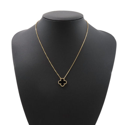 Van Cleef & Arpels Necklace Vintage Alhambra Pendant Onyx 18k Yellow Gold — view 3