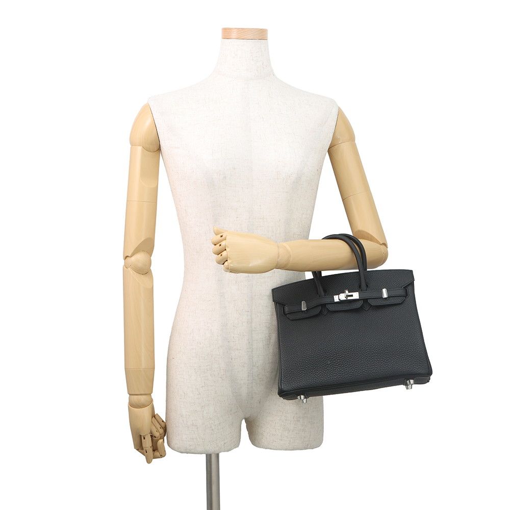 Hermes Birkin 25 Black Silver Togo Handbag — view 4