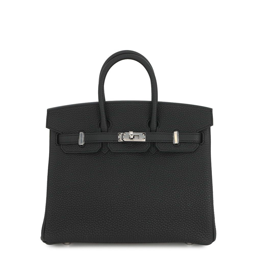 Hermes Birkin 25 Black Silver Togo Handbag