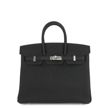 Hermes Birkin 25 Black Silver Togo Handbag