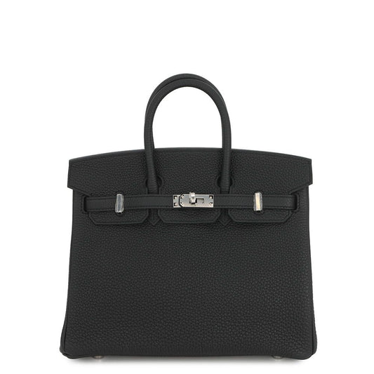 Hermes Birkin 25 Black Silver Togo Handbag