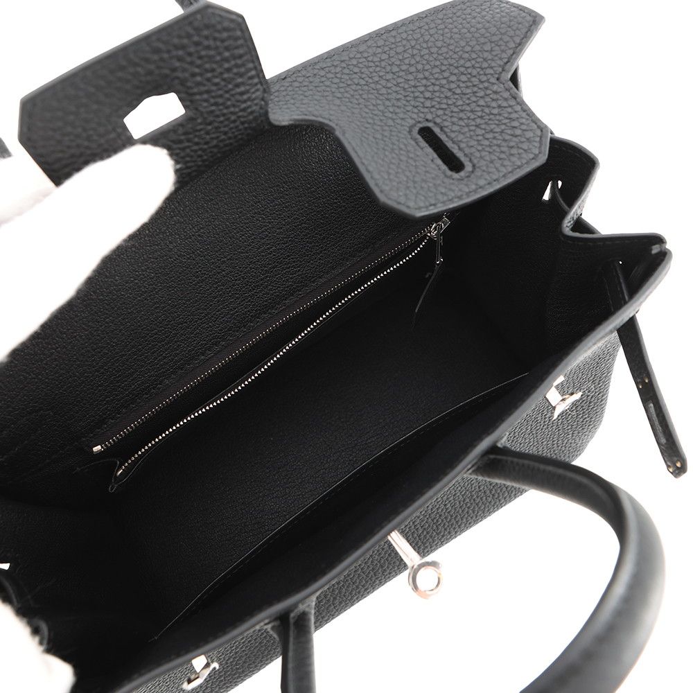 Hermes Birkin 25 Black Silver Togo Handbag — view 5
