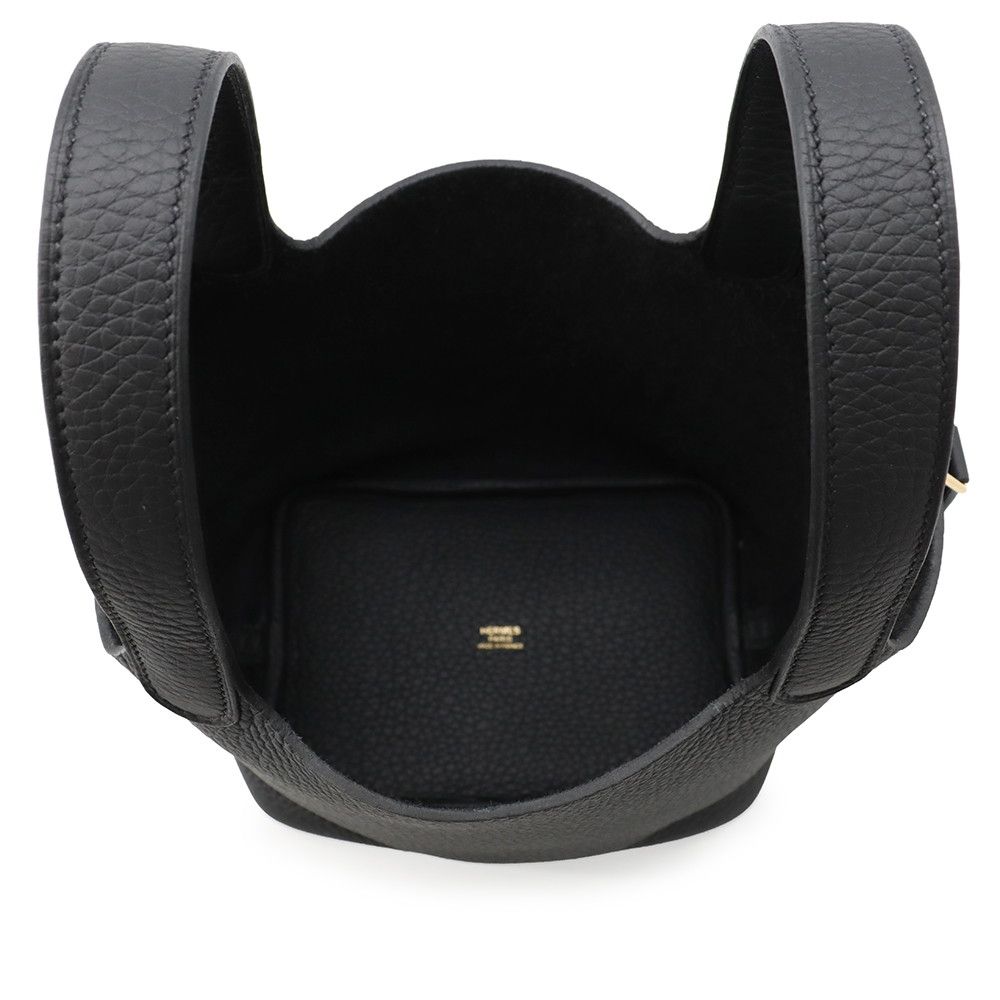 Hermes Handbag Picotin Lock PM Black Gold Taurillon Clemence — view 5