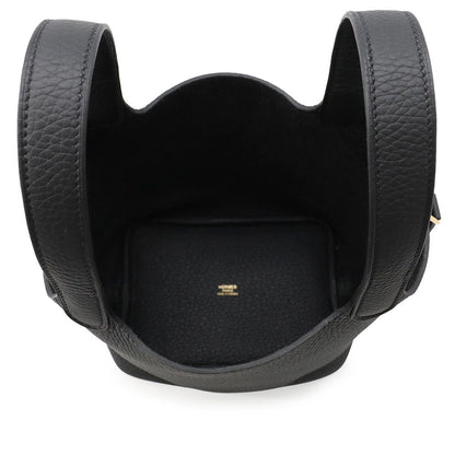 Hermes Handbag Picotin Lock PM Black Gold Taurillon Clemence — view 5