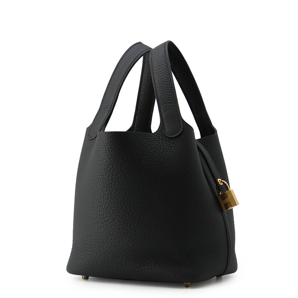 Hermes Handbag Picotin Lock PM Black Gold Taurillon Clemence — view 2