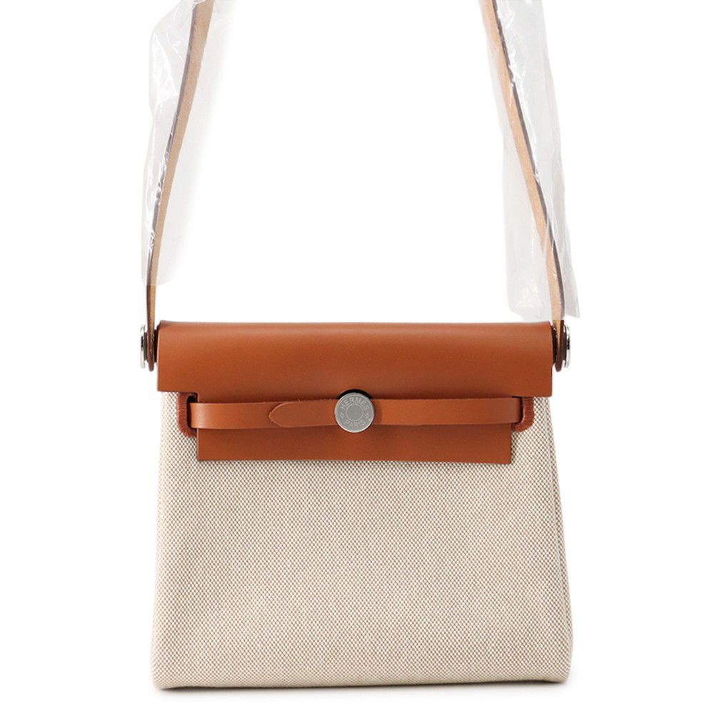 Hermes Shoulder Bag Herbag Zip Mini Ecru Fauve Silver Toile Ash Vache Hunter