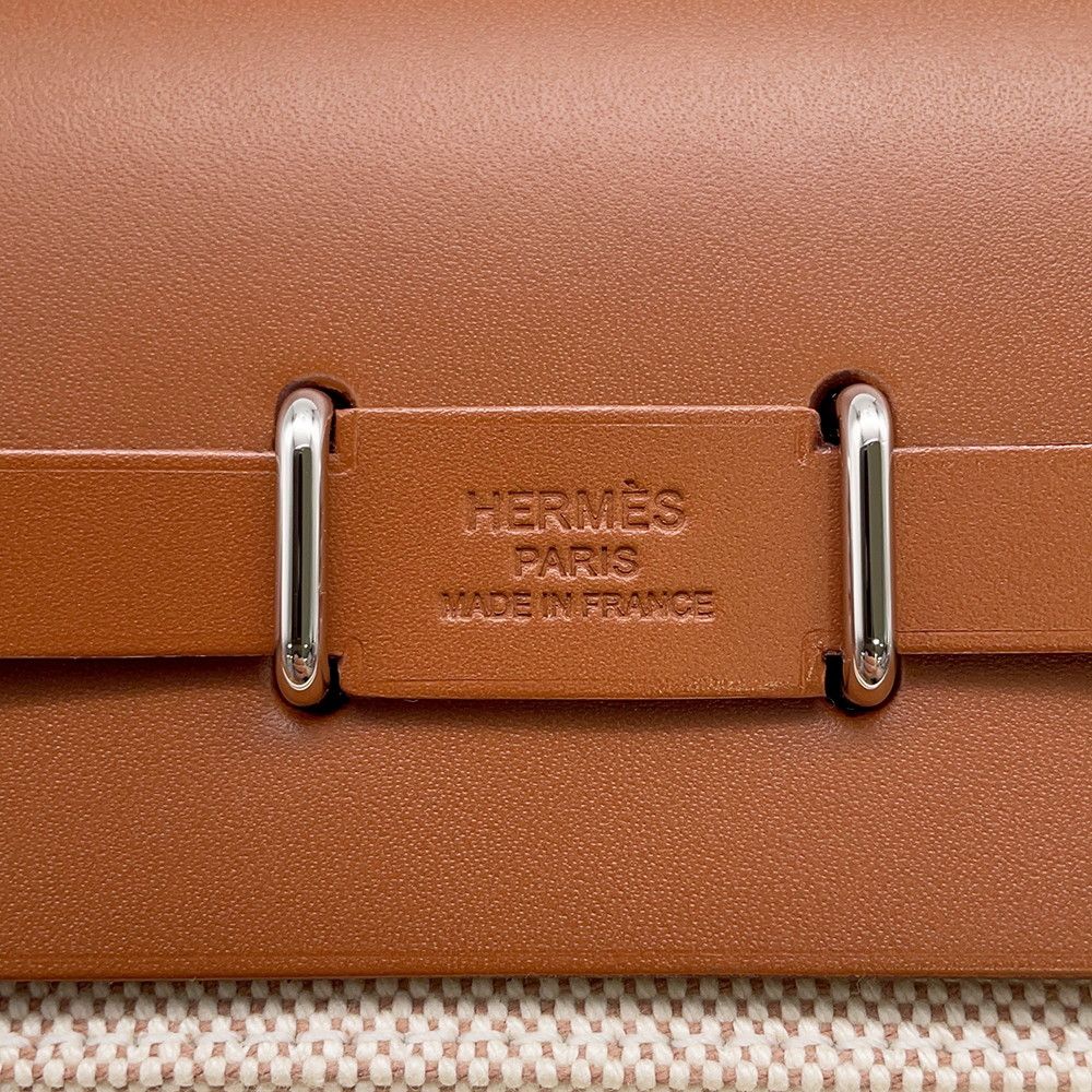 Hermes Shoulder Bag Herbag Zip Mini Ecru Fauve Silver Toile Ash Vache Hunter — view 6