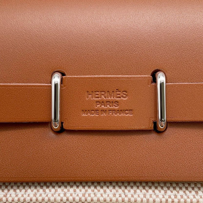 Hermes Shoulder Bag Herbag Zip Mini Ecru Fauve Silver Toile Ash Vache Hunter — view 6