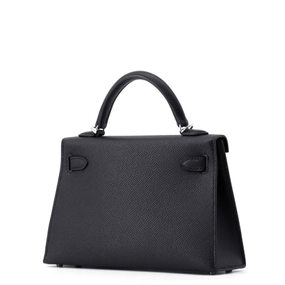 Hermes Handbag Mini Kelly 2 Sellier Black Silver Epsom 2-Way — view 2