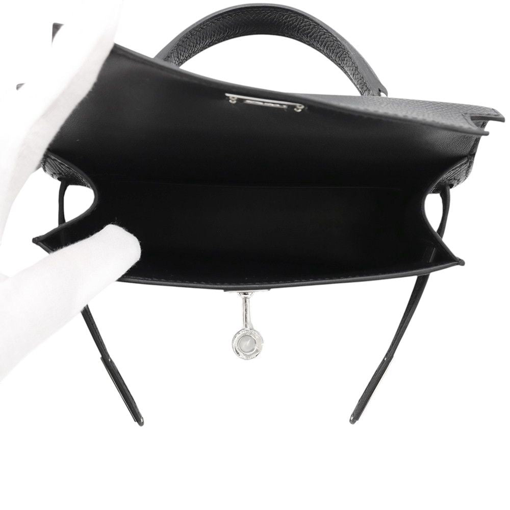 Hermes Handbag Mini Kelly 2 Sellier Black Silver Epsom 2-Way — view 5