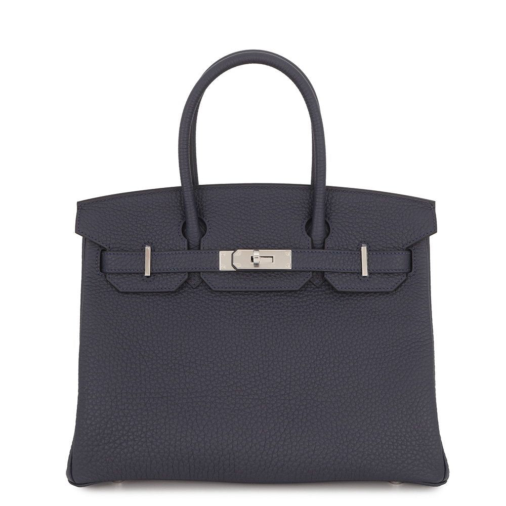 Hermes Birkin 30 Blue Nuit Silver Togo Handbag