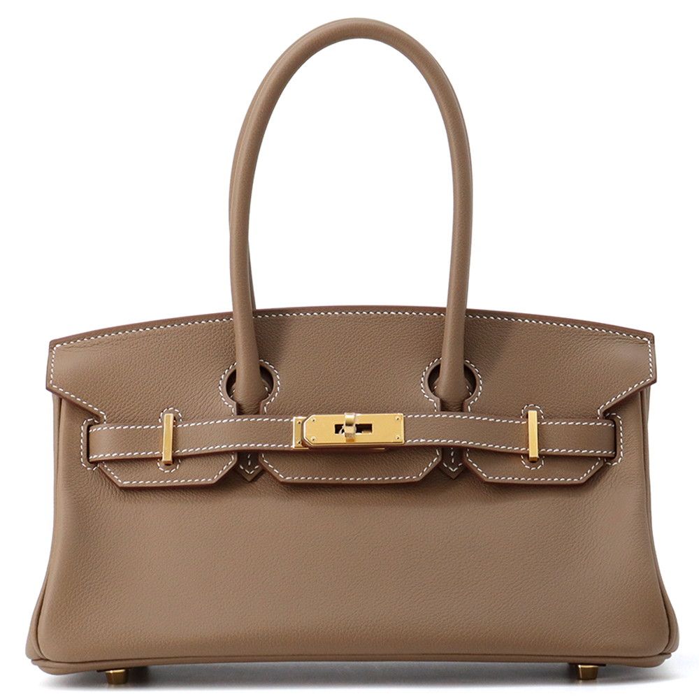 Hermes Shoulder Birkin 29 Etoupe Gold Handbag