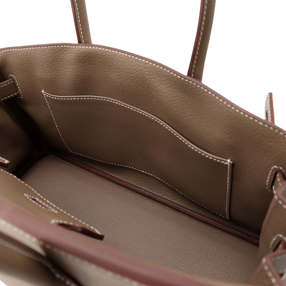 Hermes Shoulder Birkin 29 Etoupe Gold Handbag — view 6