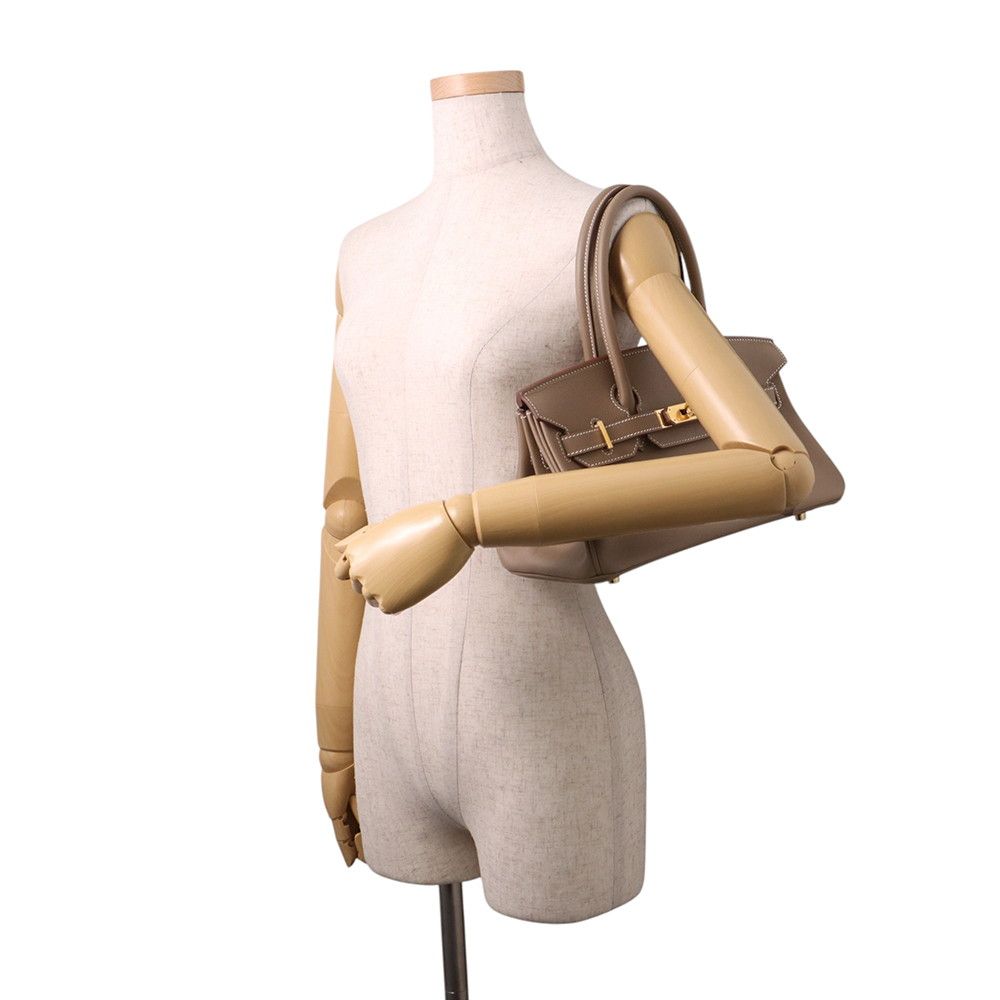 Hermes Shoulder Birkin 29 Etoupe Gold Handbag — view 4