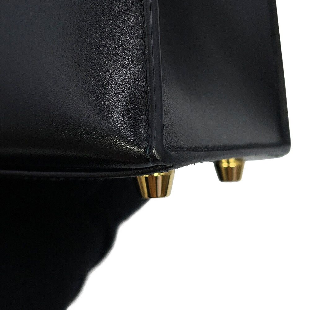 Hermes Handbag Kelly 25 Sellier Black Gold Box Calf 2-Way — view 9