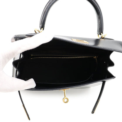 Hermes Handbag Kelly 25 Sellier Black Gold Box Calf 2-Way — view 6