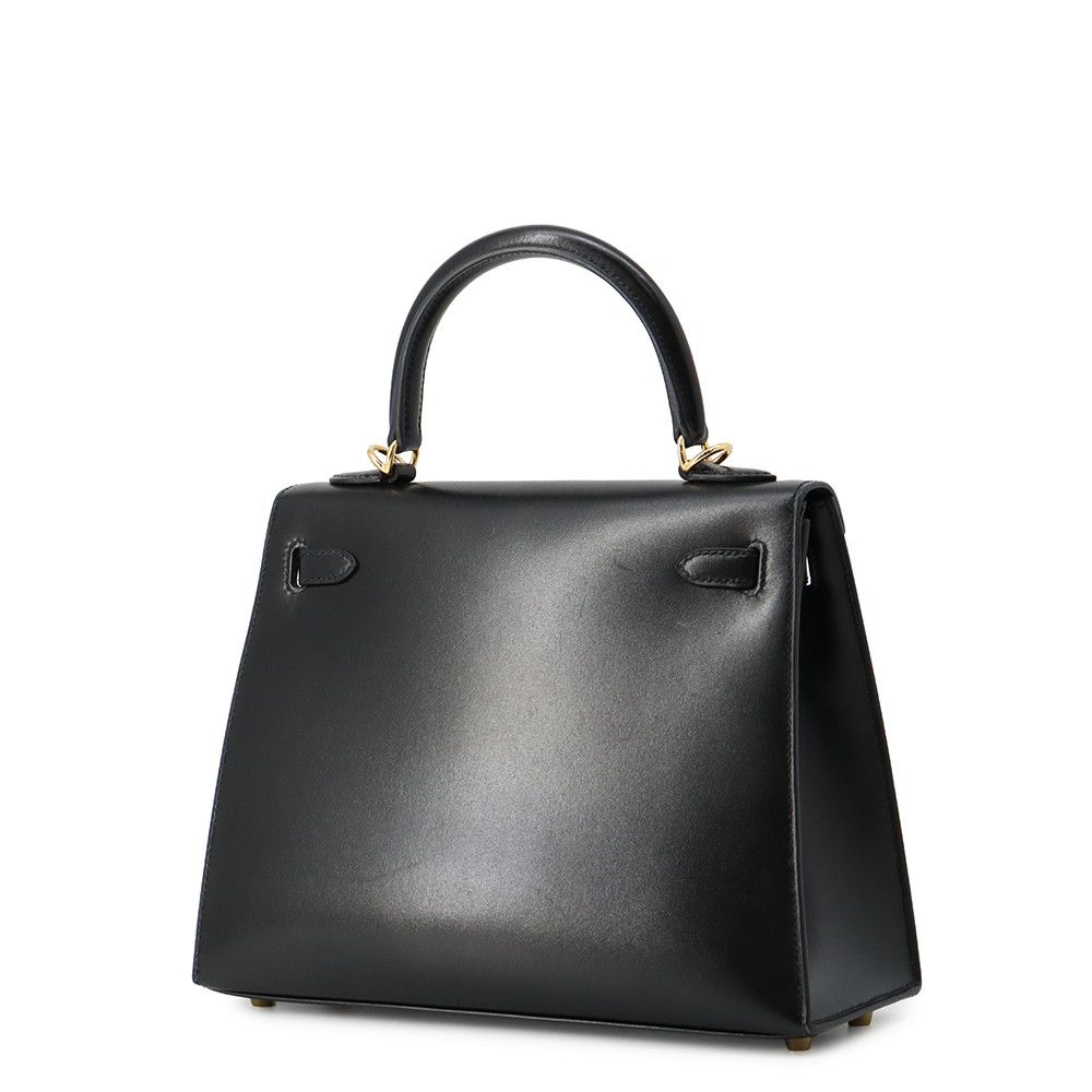 Hermes Handbag Kelly 25 Sellier Black Gold Box Calf 2-Way — view 2