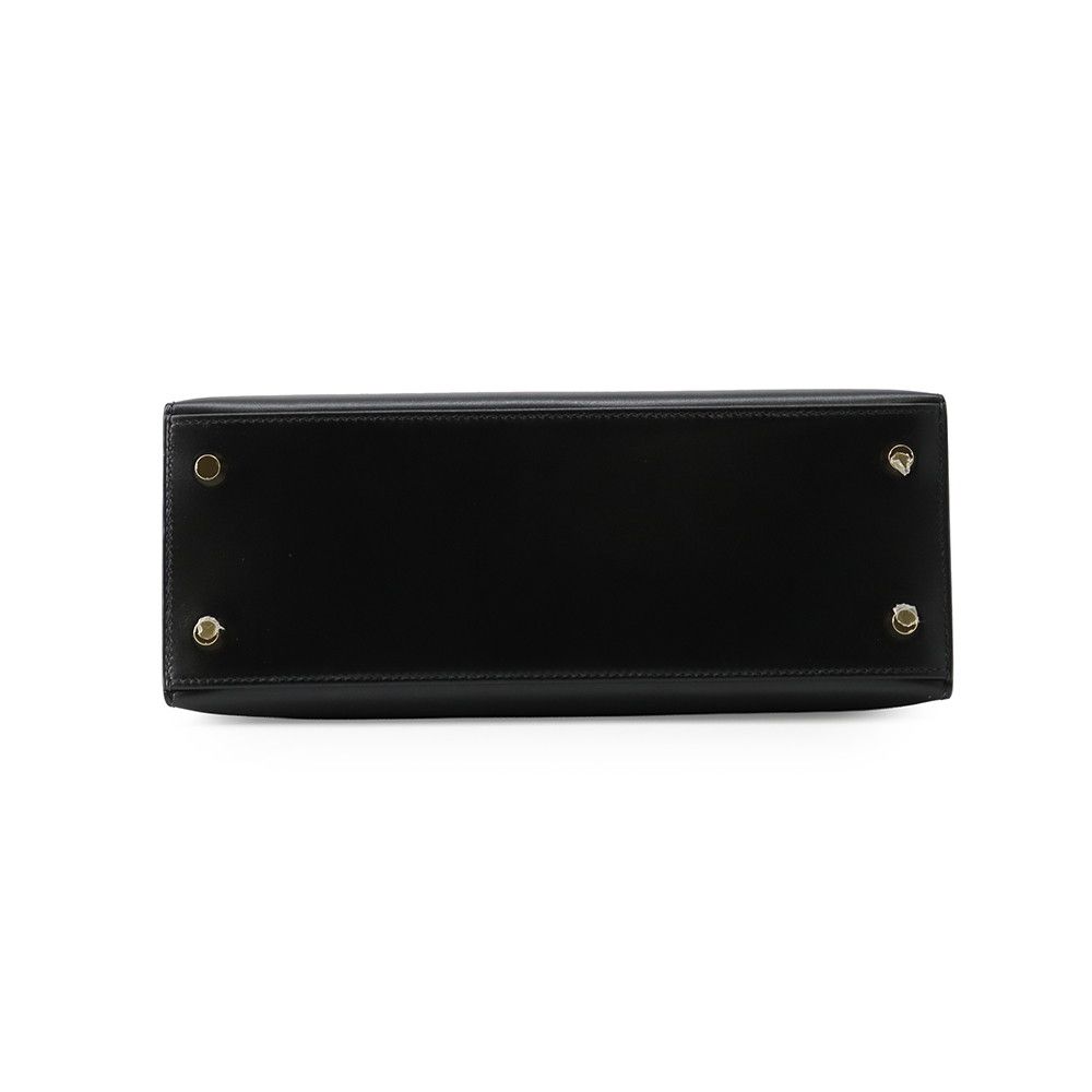 Hermes Handbag Kelly 25 Sellier Black Gold Box Calf 2-Way — view 3