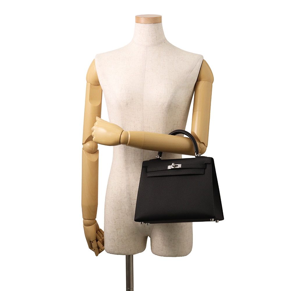 Hermes Handbag Kelly 25 Sellier Black Silver Epsom 2-Way — view 4