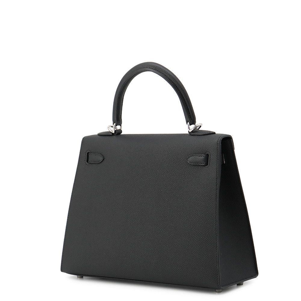 Hermes Handbag Kelly 25 Sellier Black Silver Epsom 2-Way — view 2