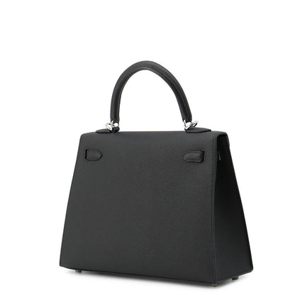 Hermes Handbag Kelly 25 Sellier Black Silver Epsom 2-Way — view 2