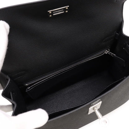 Hermes Handbag Kelly 25 Sellier Black Silver Epsom 2-Way — view 7