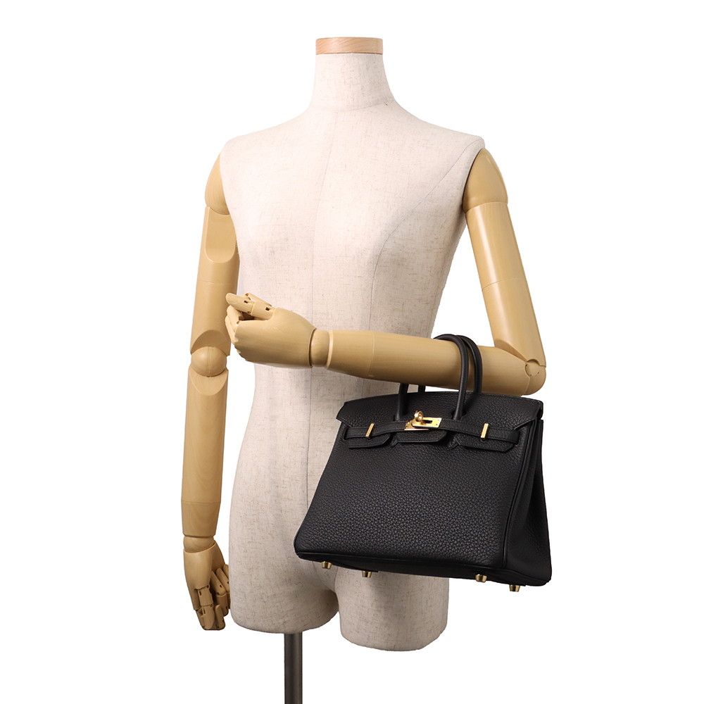 Hermes Birkin 25 Black Gold Togo Handbag — view 4