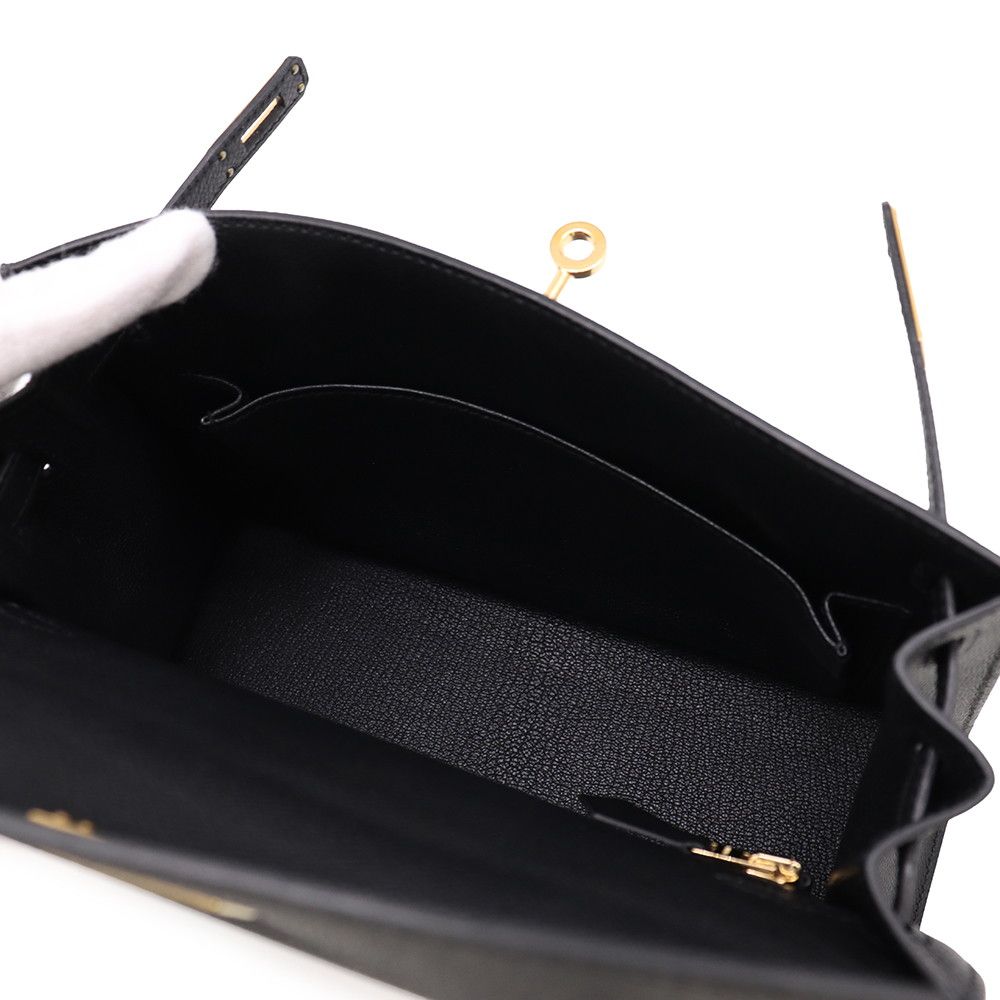 Hermes Handbag Kelly 25 Sellier Black Gold Epsom 2-Way — view 7